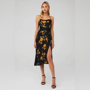 ASTR Gaia Strappy Satin Midi Dress